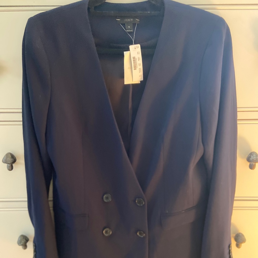 J.Crew Navy Crepe Double Breasted Blazer